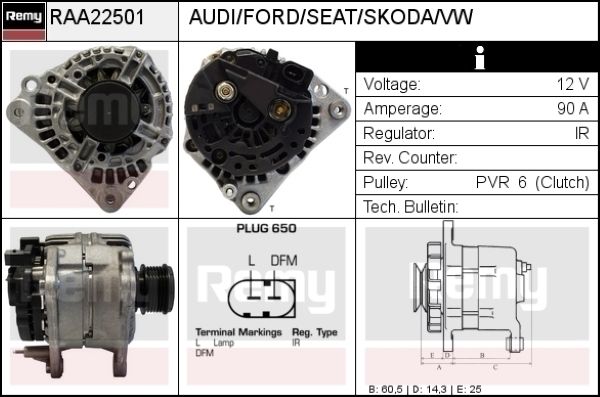 DELCO REMY Ģenerators RAA22501